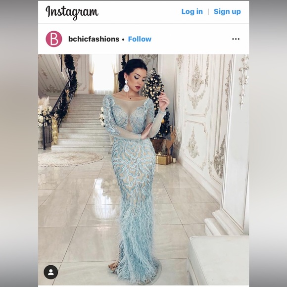 TERANI  COUTURE feathered embroidered Gown - Picture 11 of 11